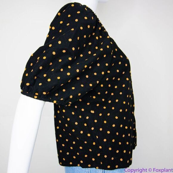 NEW Madewell Corduroy Puff-Sleeve Wrap Top in Oval‎ Dot, M - Picture 13 of 16